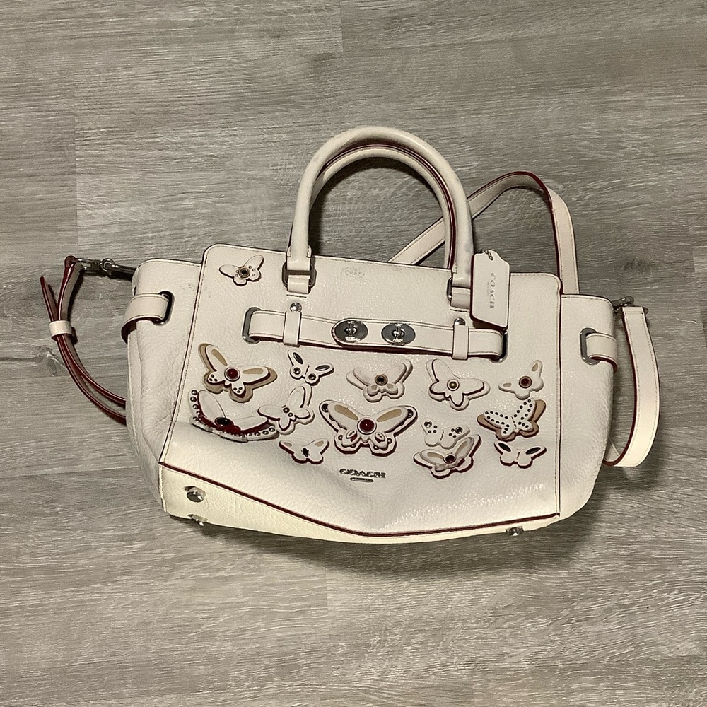 Coach Blake butterfly applique satchel in Chalk